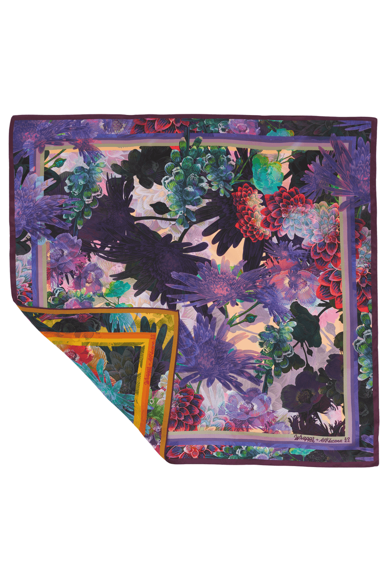 Lilac | 35" Mulberry Silk Furoshiki Gift Wrap by Adam Klassen, Main, color, Purple