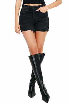 Good American Bombshell Distressed Denim Shorts