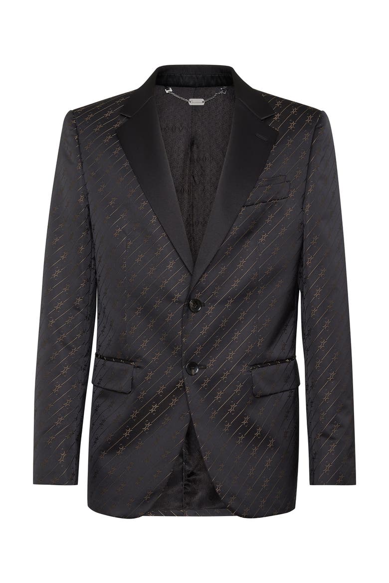 Jacquard/Silk Blazer Men, Main, color, black
