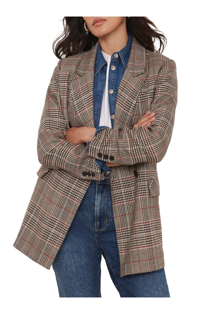 MINT VELVET Checked Double Breasted Blazer, Alternate, color, Brown