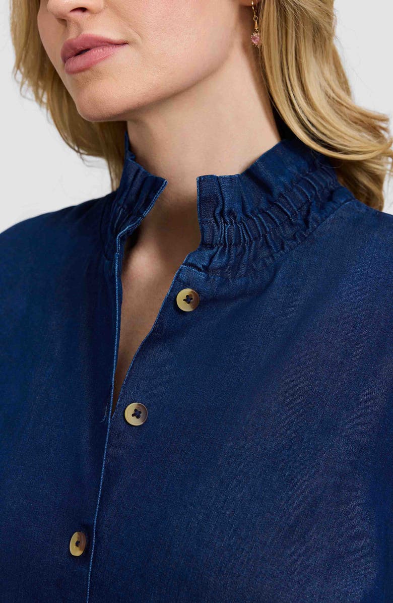 Foxcroft Carolina Denim Button-Up Shirt, Alternate, color, Dark Wash