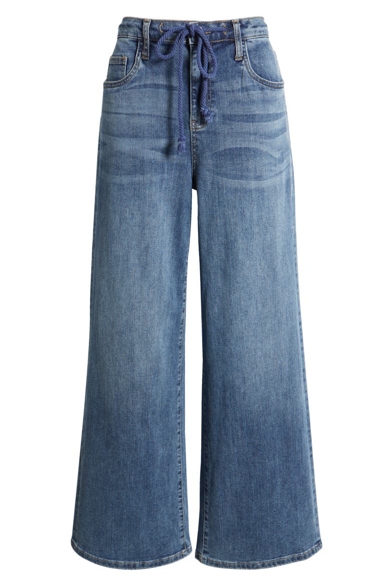 Mighty Drawstring High Waist Wide Leg Jeans, Alternate, color, RELAXED BLUE