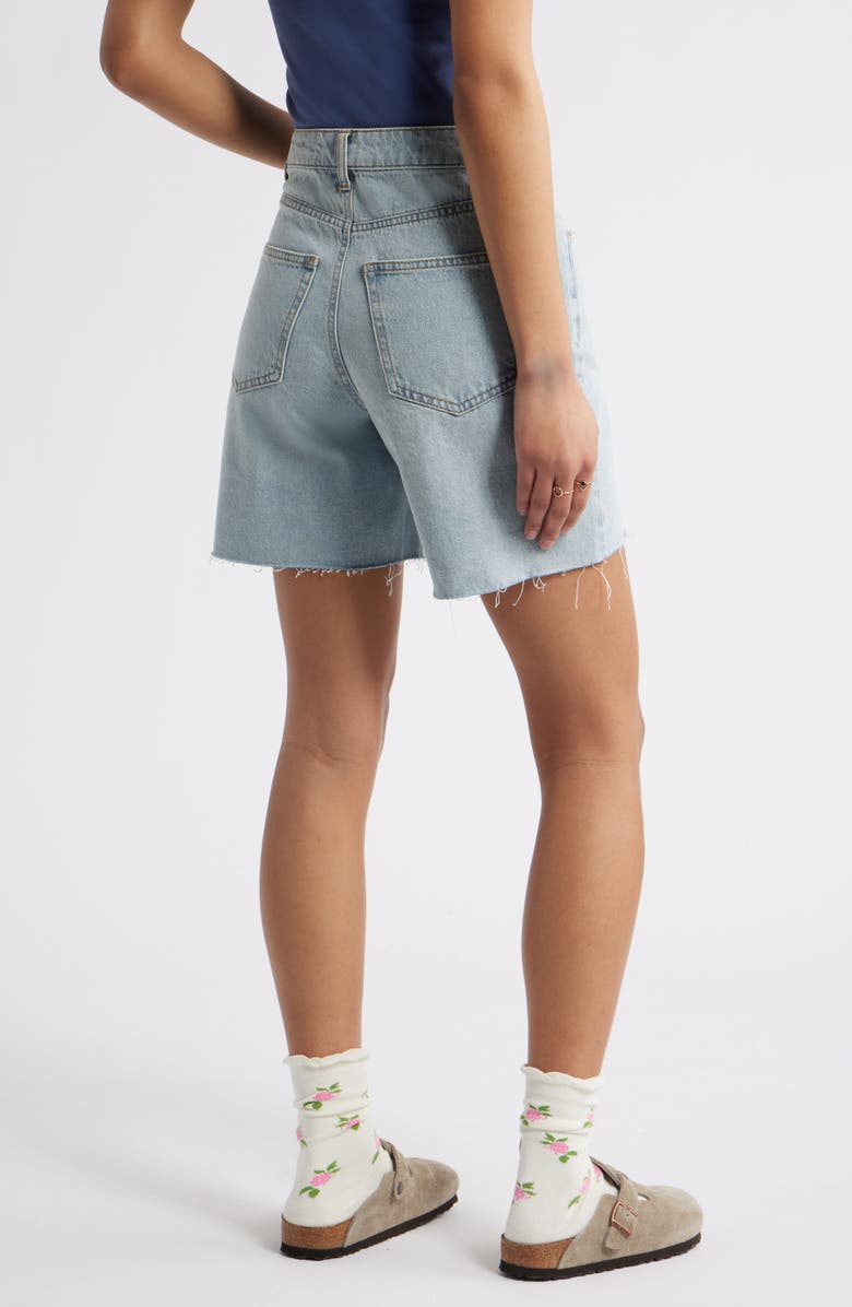 BP. Raw Hem High Waist Denim Jorts, Alternate, color, Light Wash