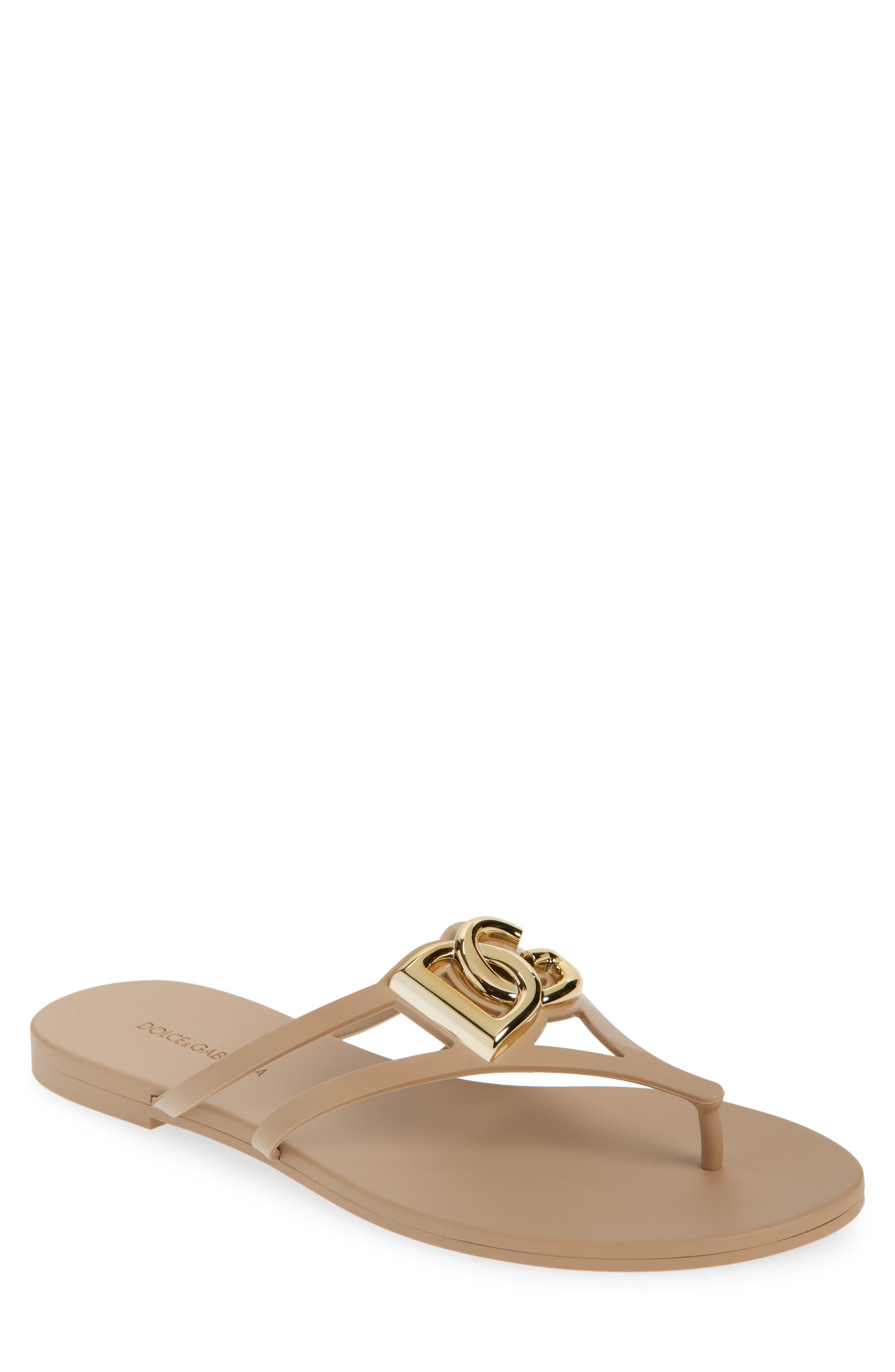 Dolce&Gabbana Logo Flip Flop, Main, color, Cipria/ Oro
