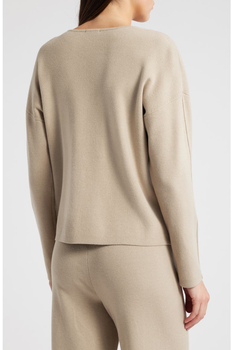 Hollyn V-Neck Sweater, Alternate, color, HEATHER OATMEAL