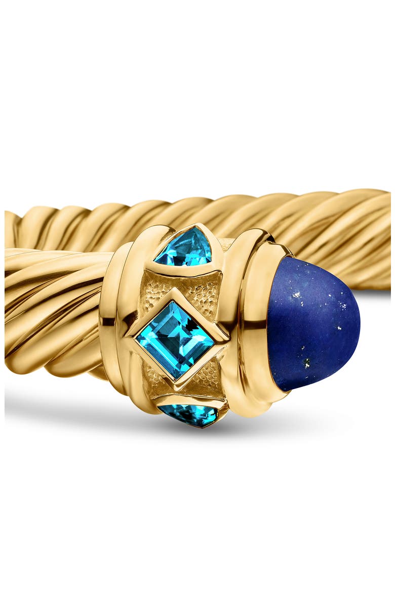 Renaissance® Cablespira Bracelet in 18K Yellow Gold with Lapis and Hampton Blue Topaz, 9mm, Alternate, color, 18K YELLOW GOLD