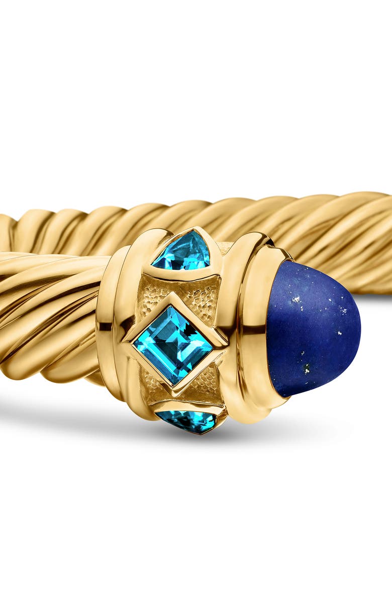 David Yurman Renaissance<sup>®</sup> Cablespira Bracelet in 18K Yellow Gold with Lapis and Hampton Blue Topaz, 9mm, Alternate, color, 18K Yellow Gold