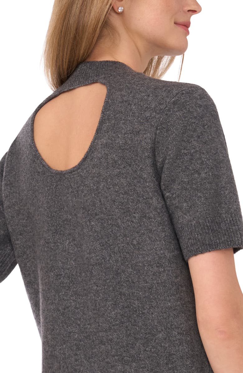 Ted Baker Mock Neck Short Sleeve Sweater, Alternate, color, Medium Heather Grey