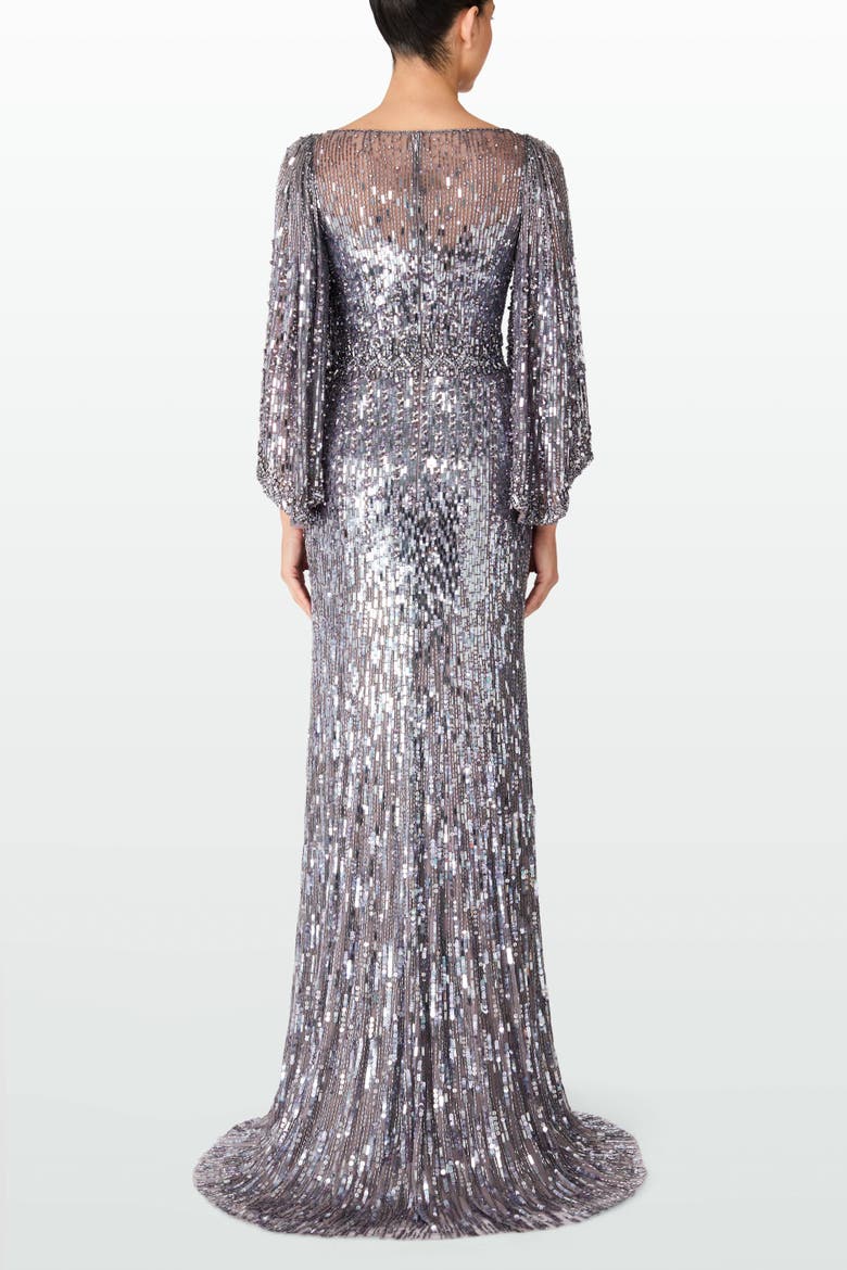 Ines Sequin-Embellished Dress, Alternate, color, Granite