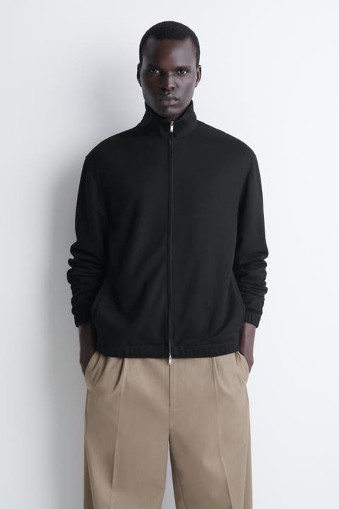 Jersey Mock-Neck Zip-Up Blouson Jacket