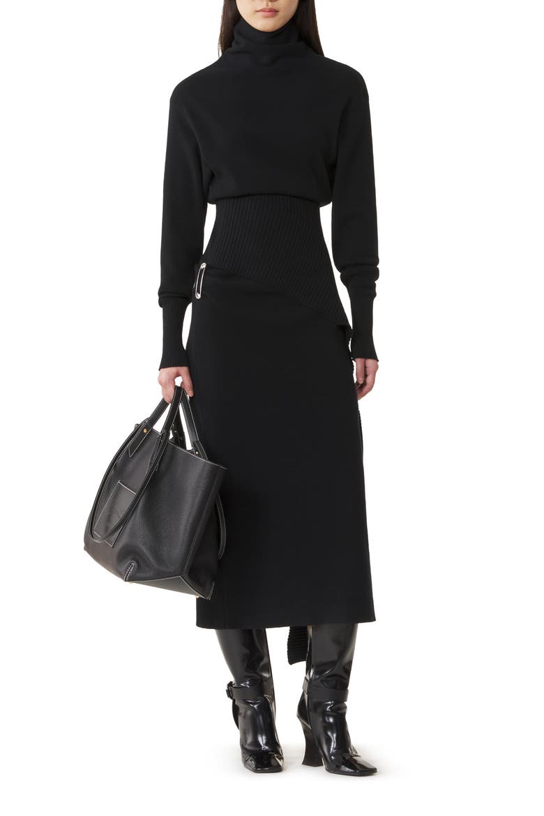 Wool And Cashmere Midi Dress, Main, color, Black