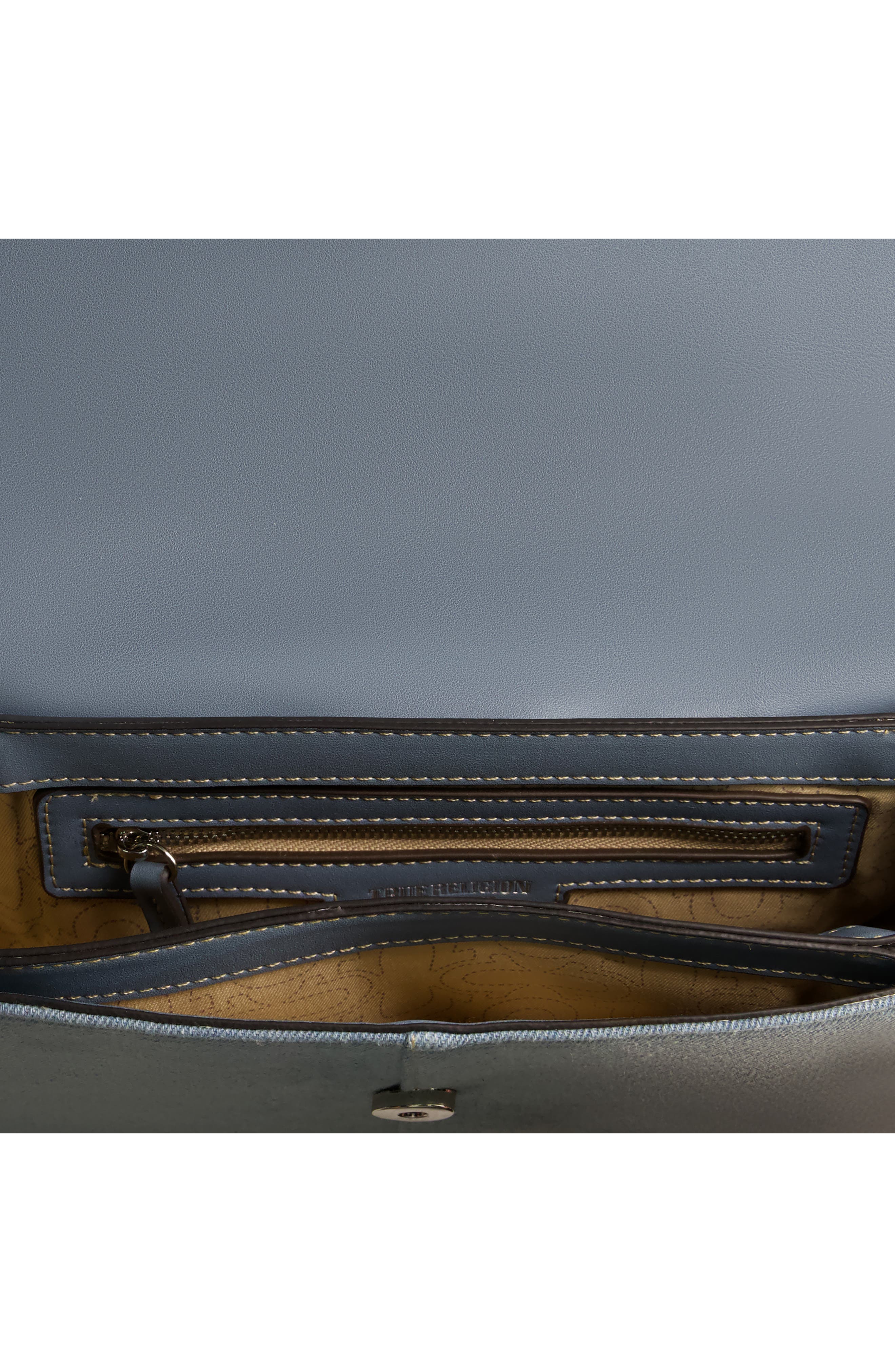 Denim Saddle Bag with Oversized Horseshoe Logo, Alternate, color, BLUE