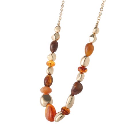 Beaded Chunky Necklace Gold-Tone 18"+3", Country and Western Jewelry for Women, Country Concert Necklace