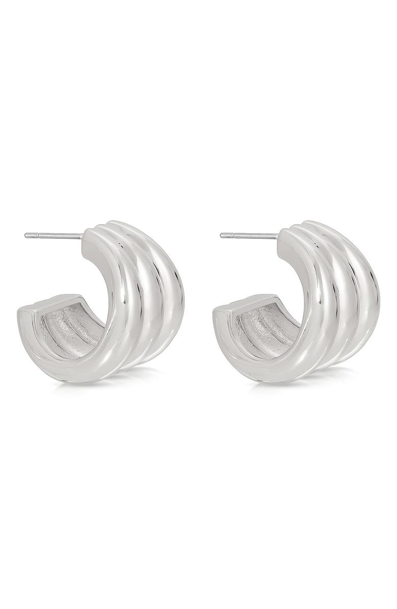 Ettika Rooted Vines Medium Hoop Earrings, Alternate, color, Silver
