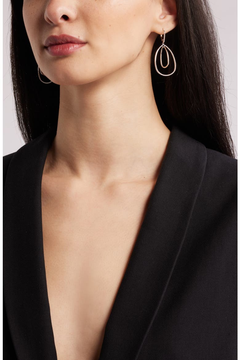 Pavé Inset Oval Orbital Earrings, Alternate, color, CLEAR- SILVER