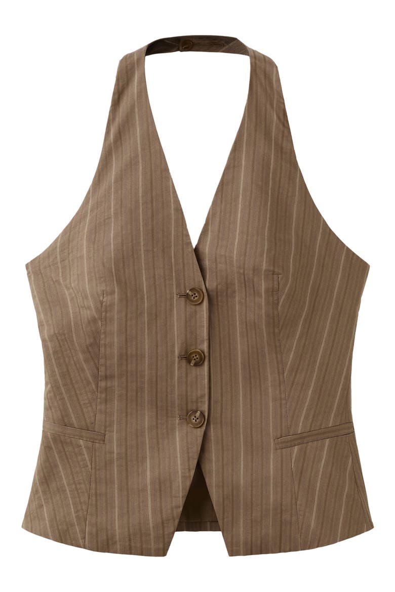 Stripe Halter Vest, Main, color, BROWN