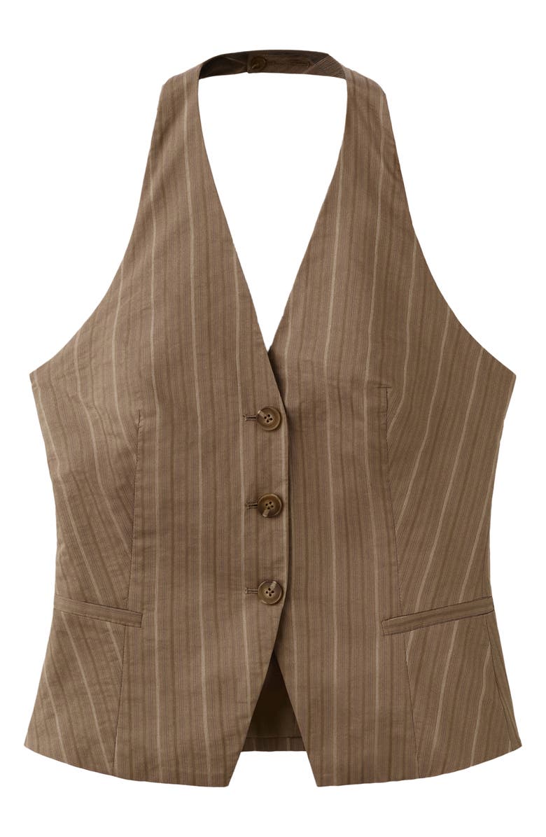 MANGO Stripe Halter Vest, Main, color, Brown