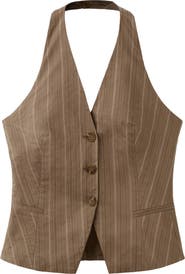 MANGO Stripe Halter Vest