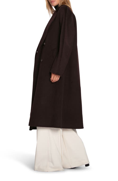 Belle & Bloom Real Love Double Breasted Maxi Coat In Burgundy