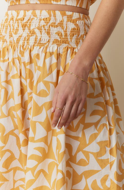 Marine Layer Bea Poplin Midi Skirt In Marigold Geo
