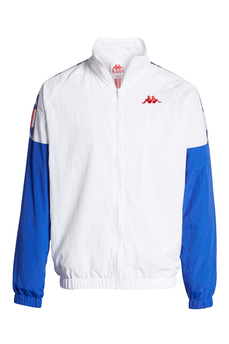Kappa Authentic LA Basalt Nylon Track Jacket, Alternate, color, WHITE-BLUE-BLUE