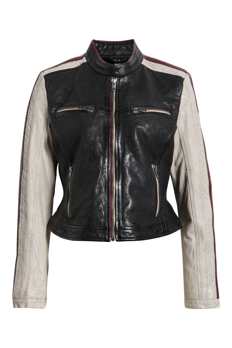 Isadora Leather Jacket, Alternate, color, BLACK