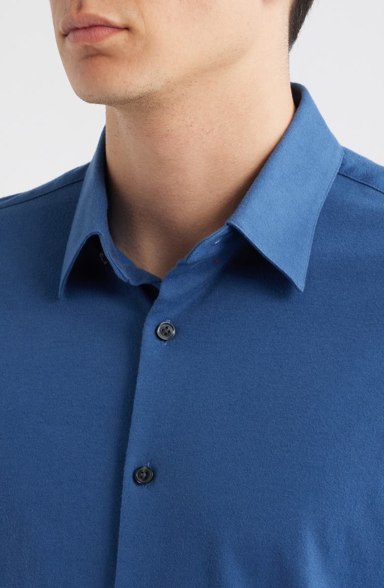 Theory Irving Structure Knit Button-Up Shirt, Alternate, color, Blue Dusk