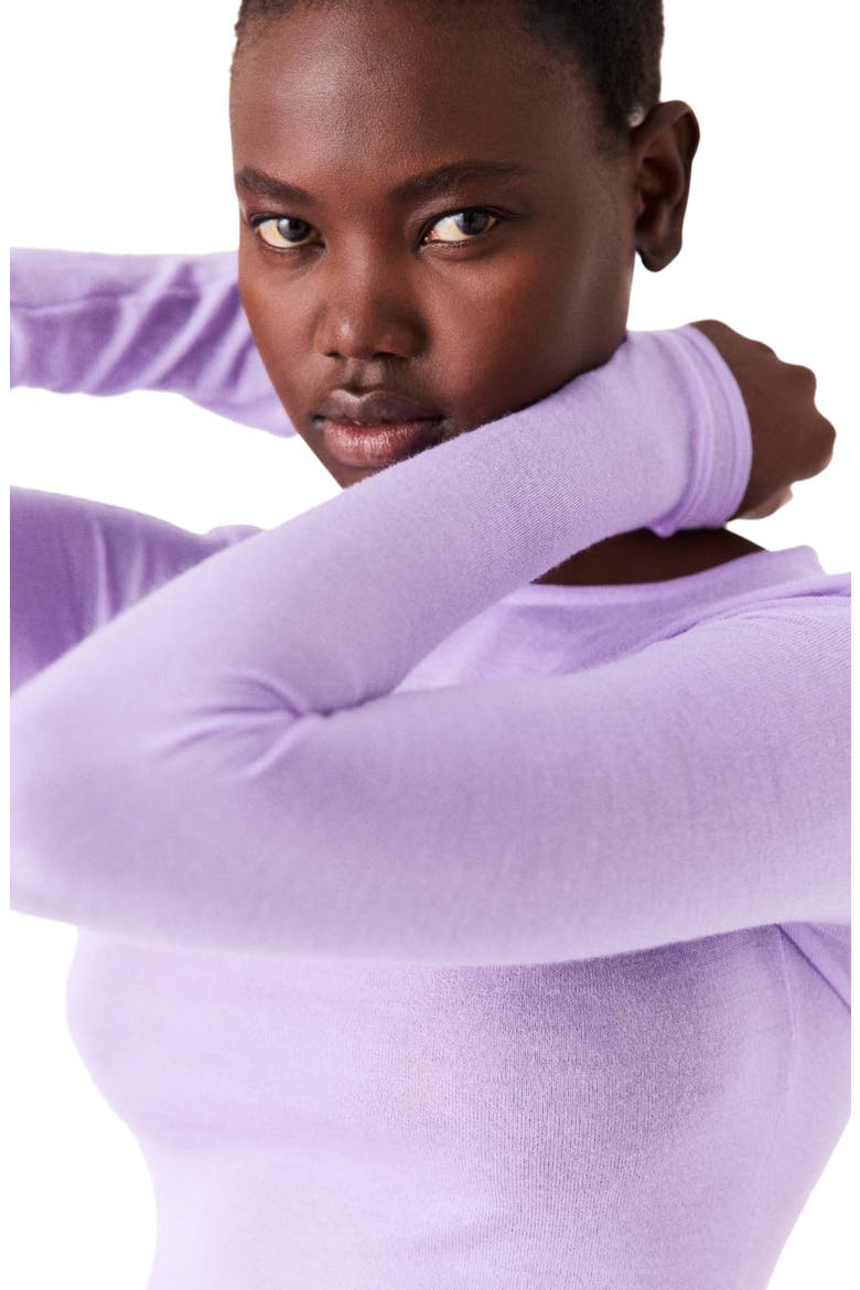 Second-skin round neck sweater, Alternate, color, Parma violet