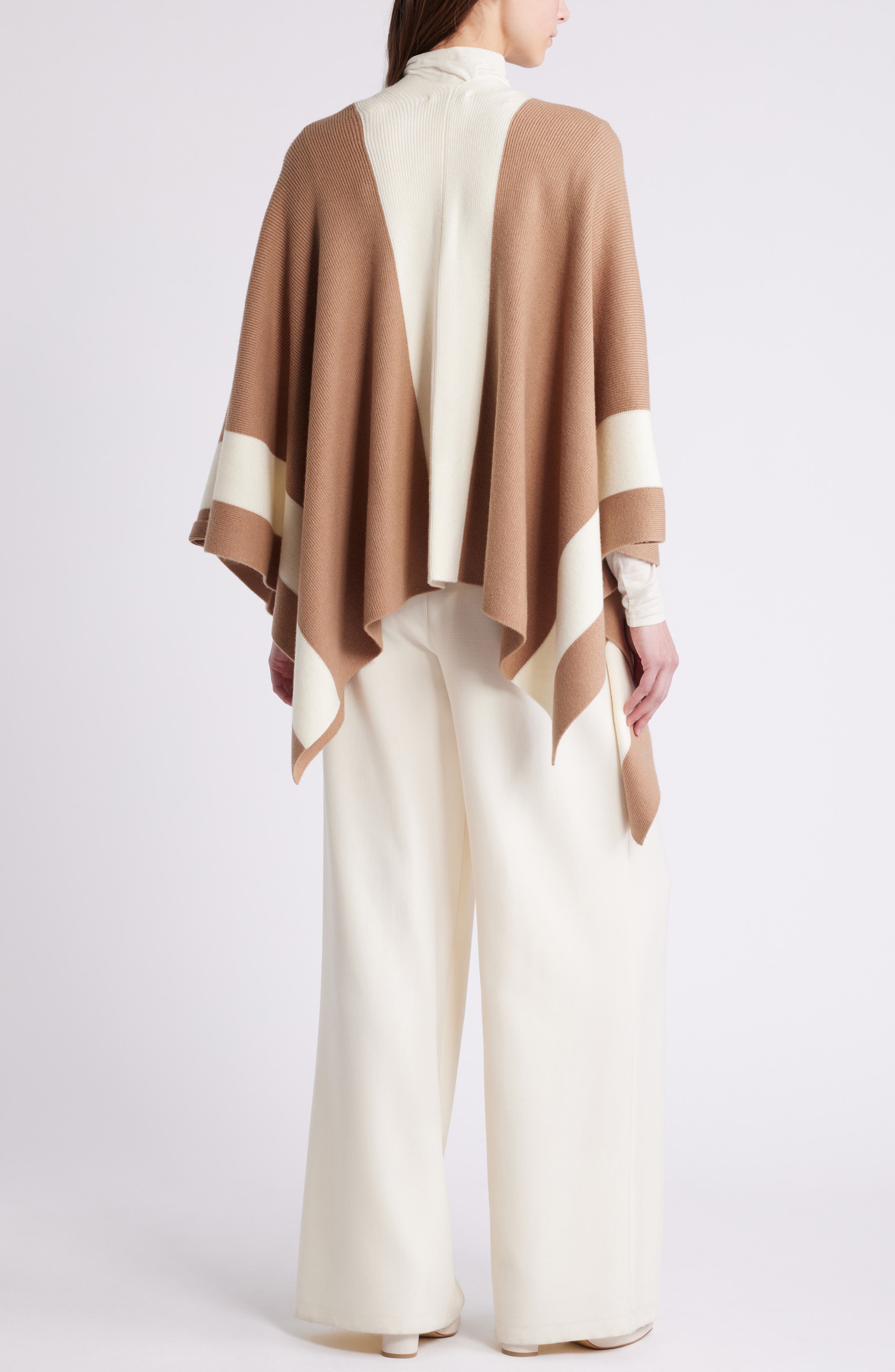 Nordstrom Cozy Contrast Border Ruana (Women) | Nordstromrack