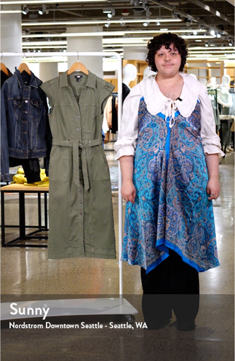 Jaxsyn Cap Sleeve Stretch Twill Midi Shirtdress, sales video thumbnail