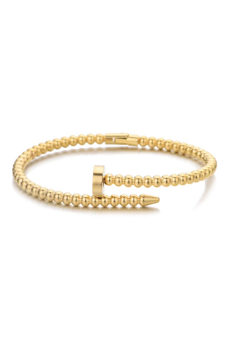 18K Gold Plated Nail Textured Hinged Bracelet, Main, color, GOLD