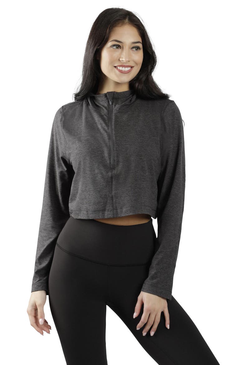 Half Zip Pullover Hoodie Top, Main, color, HTR. NIGHT