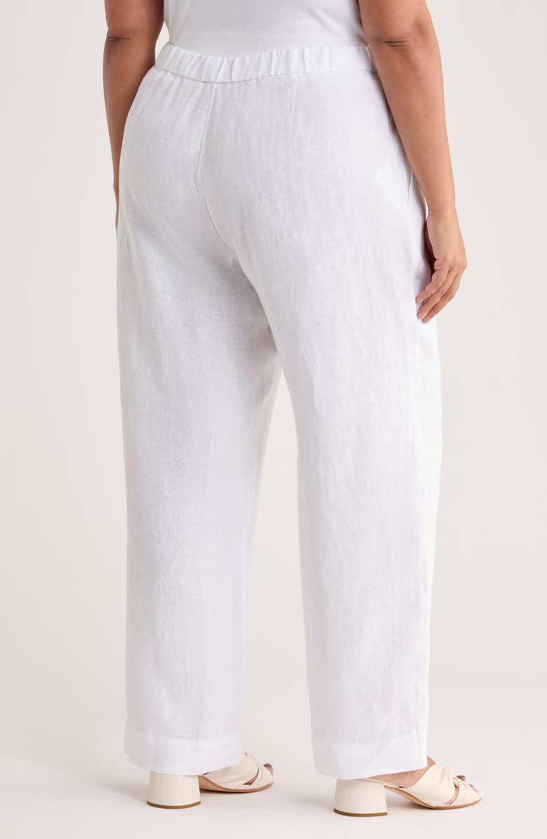 Eileen Fisher Straight Leg Linen Pants, Alternate, color, White