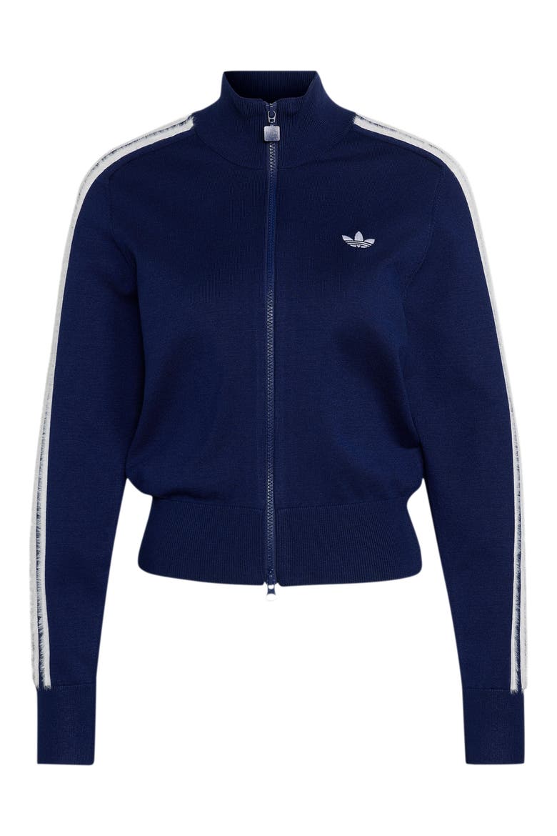 Striped Knit Track Jacket, Alternate, color, DARK BLUE/ WHITE