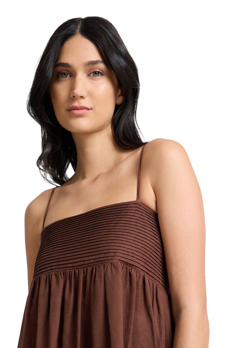 Onia A-Line Pintuck Midi Dress, Alternate, color, Brown