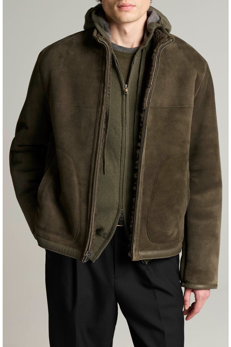 Genuine Shearling Funnel Neck Jacket, Main, color, DK CAPITAL