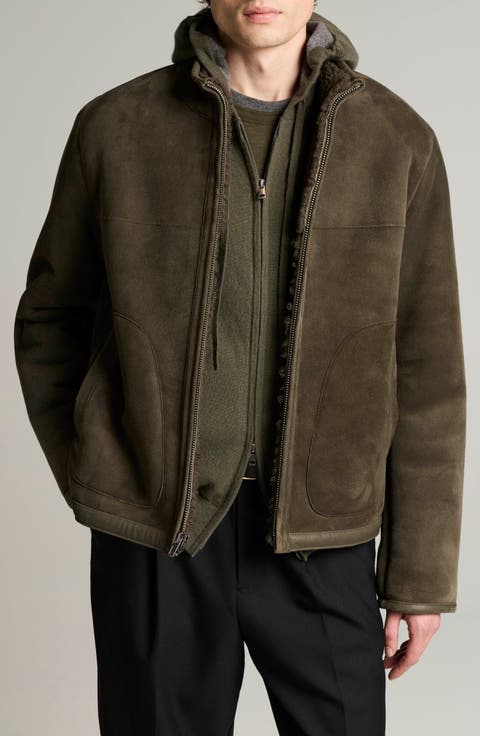 Genuine Shearling Funnel Neck Jacket