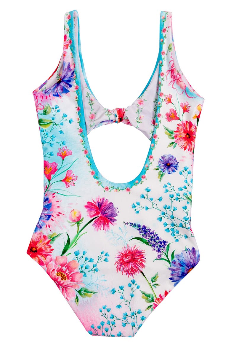 Kids' Iliana Chroma Cutout One-Piece Swimsuit, Alternate, color, WHITE