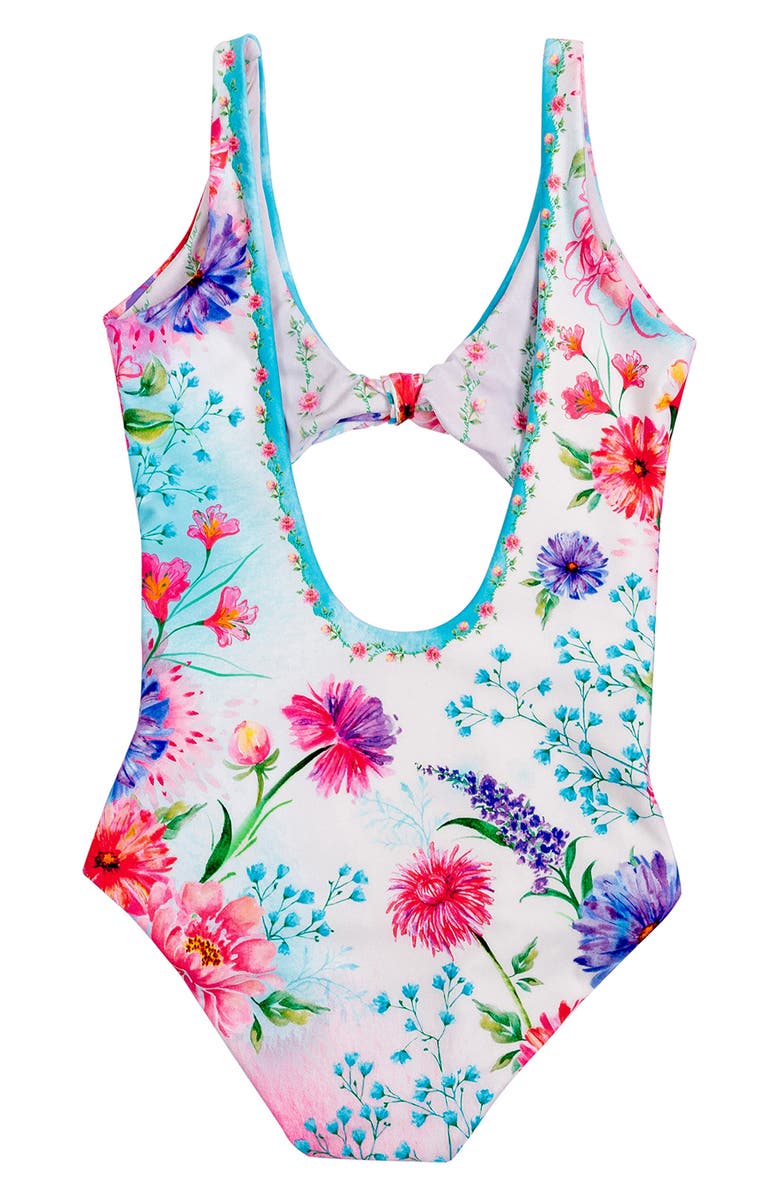 Agua Bendita Kids' Iliana Chroma Cutout One-Piece Swimsuit, Alternate, color, White