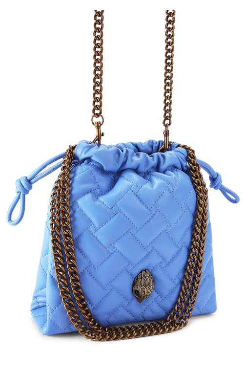 Kurt Geiger London Small Kensington Drawstring Quilted Leather Shoulder Bag In Medium Blue