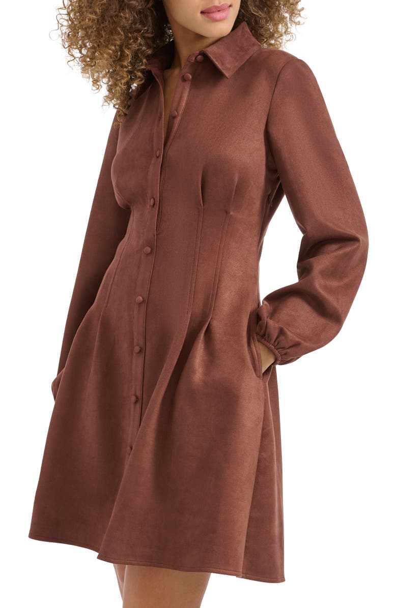 Kensie Faux Suede Long Sleeve Shirtdress, Alternate, color,