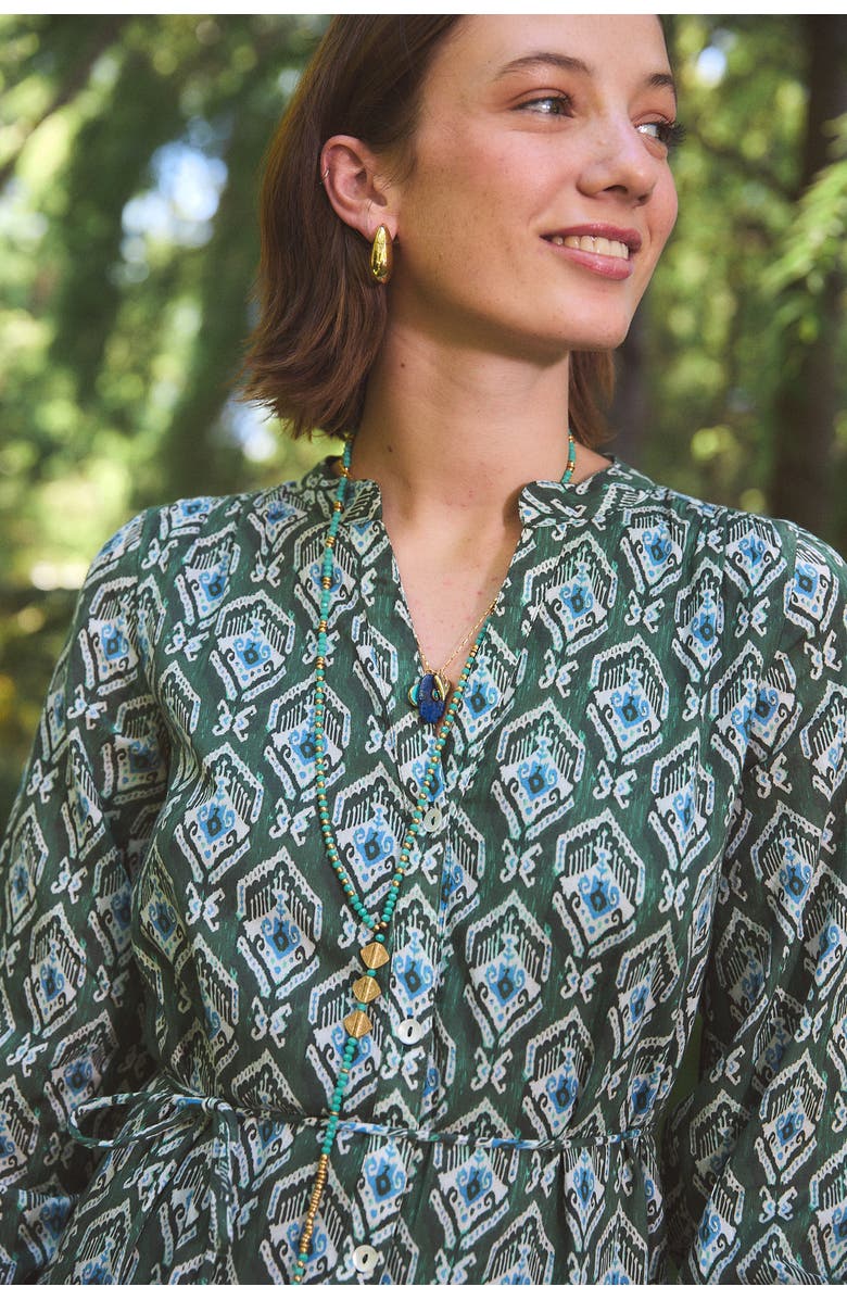 Ro's Garden Ines Short Dress, Alternate, color, Green Indra