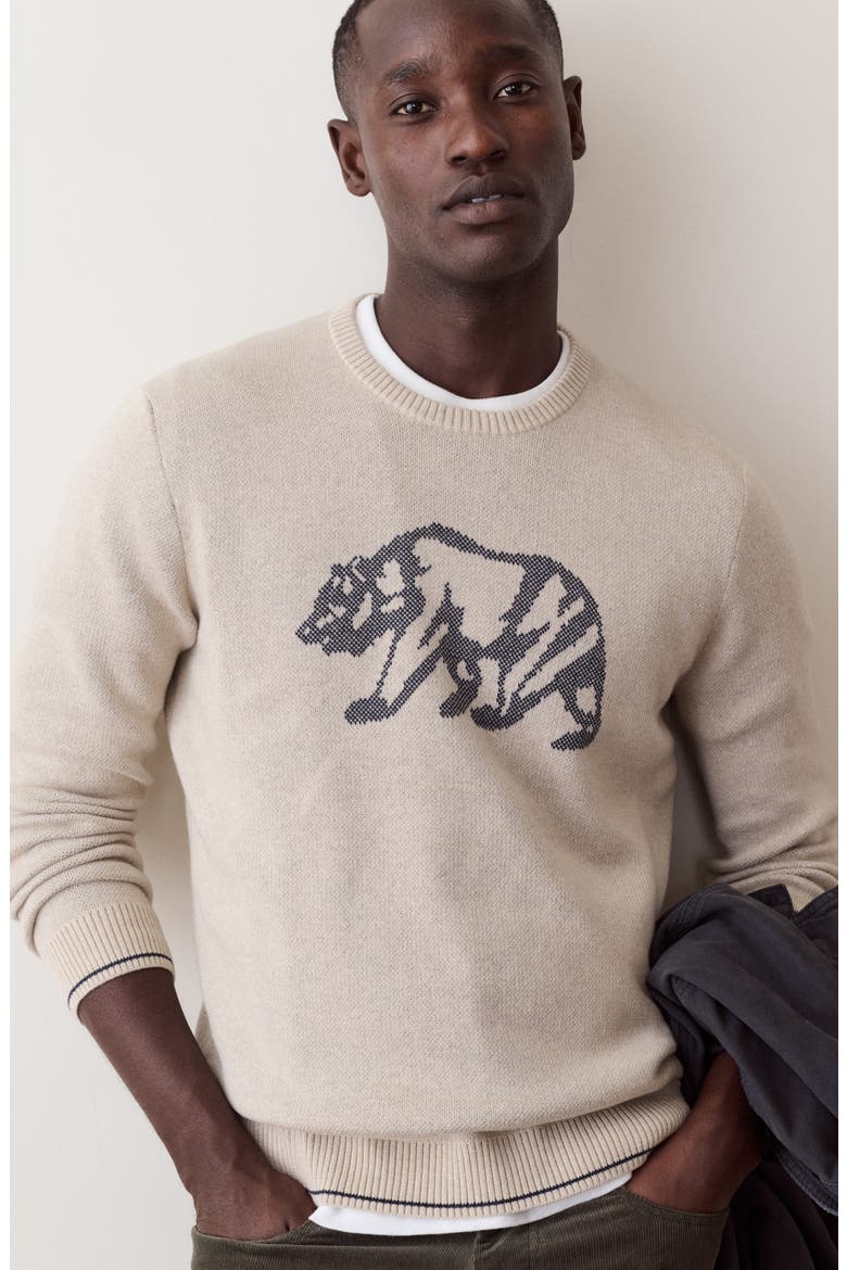 Varsity Intarsia Crewneck Sweater, Alternate, color, OATMEAL