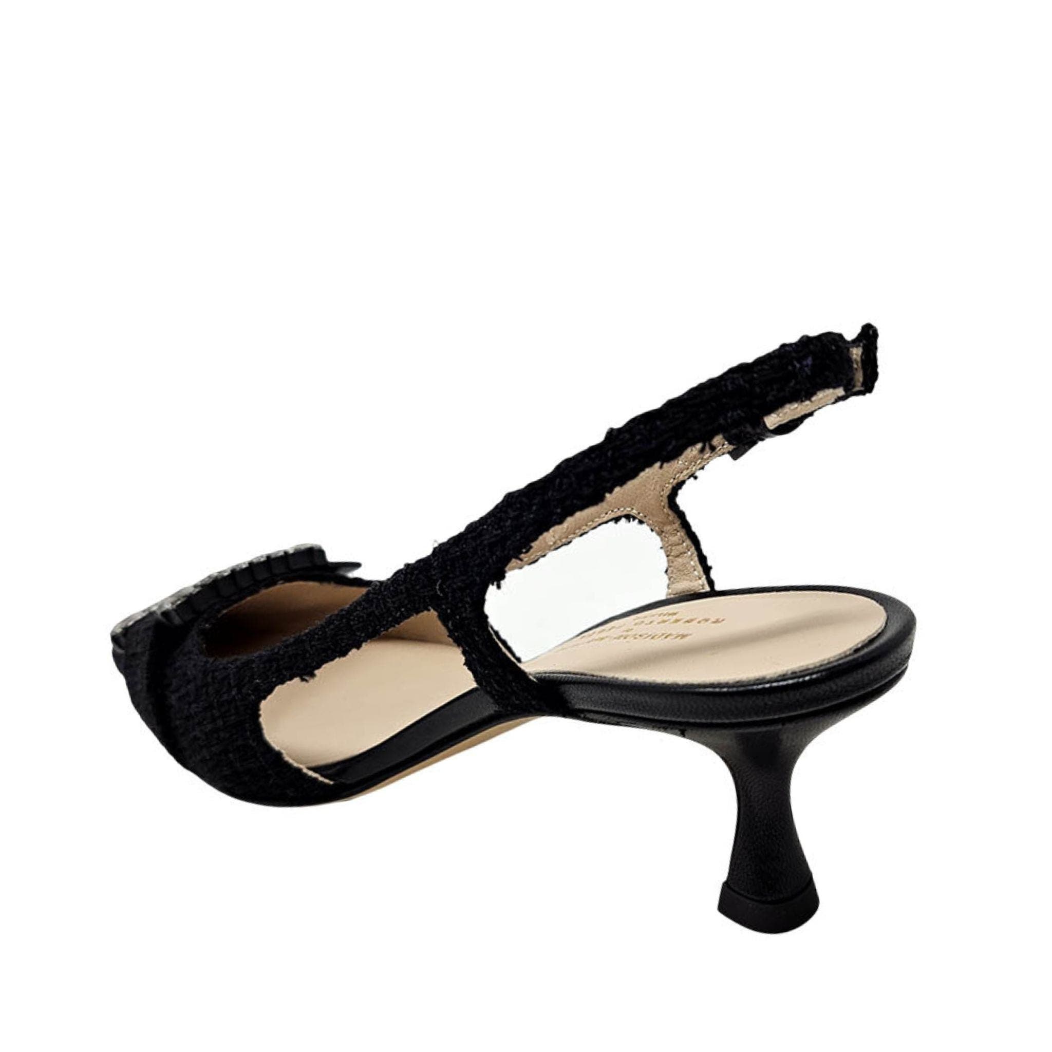 Crystal-Embellished Buckle Slingback Pumps, Alternate, color, Black