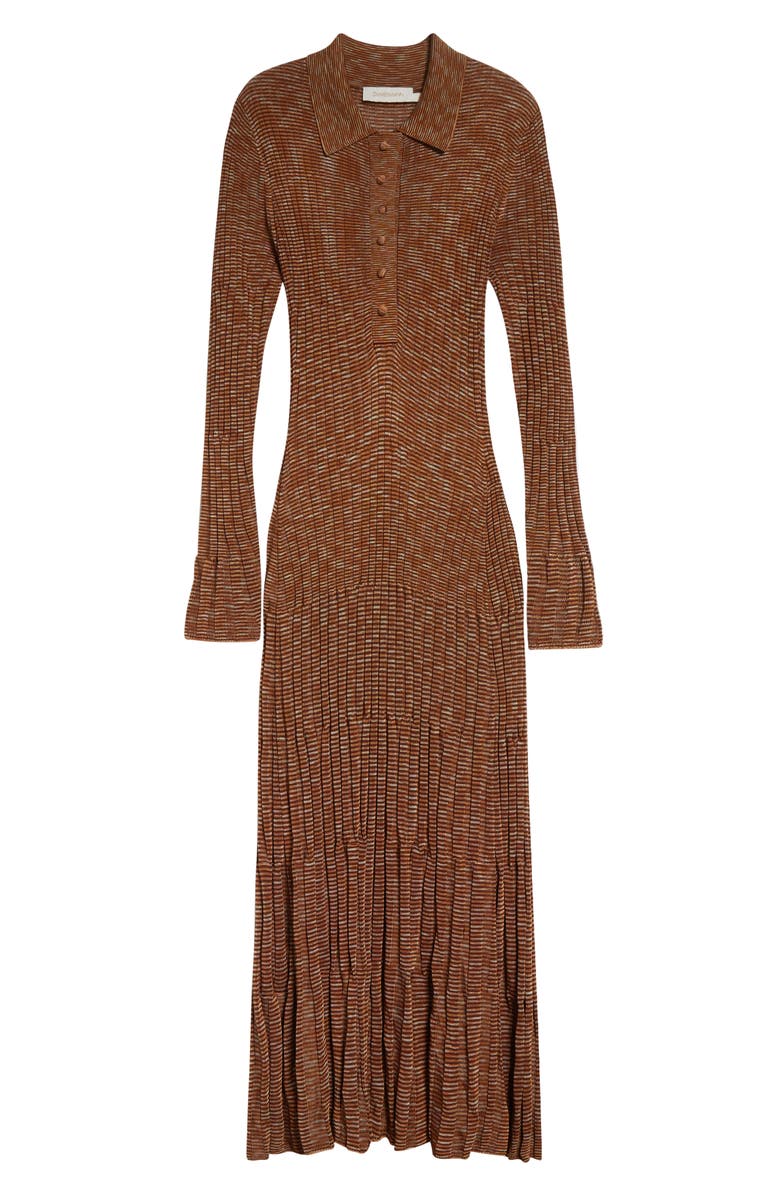 Zimmermann Mouline Long Sleeve Rib Maxi Sweater Dress, Alternate, color, Chocolate Multi