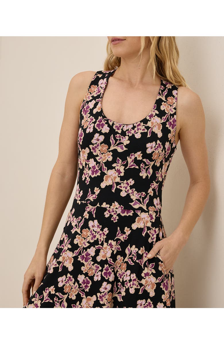 Pact Organic Cotton Fit & Flare Open Back Maxi Dress, Alternate, color, Scattered Posies Black