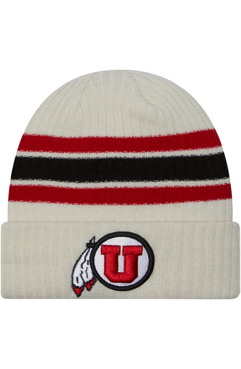 New Era Men's New Era Cream Utah Utes Vintage Cuffed Knit Hat, Main, color,