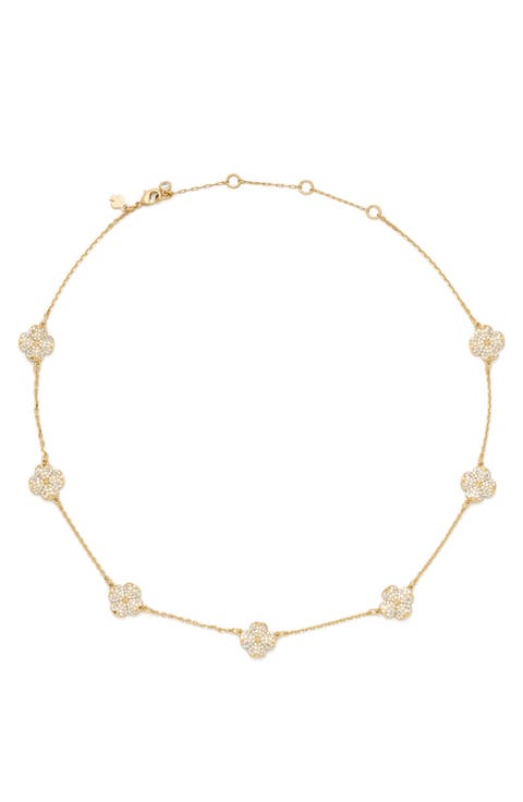 spade flower pavé scatter necklace