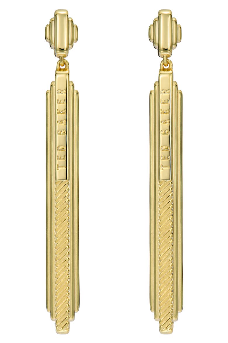 Devany Deco Groove Drop Earrings, Main, color, GOLD TONE