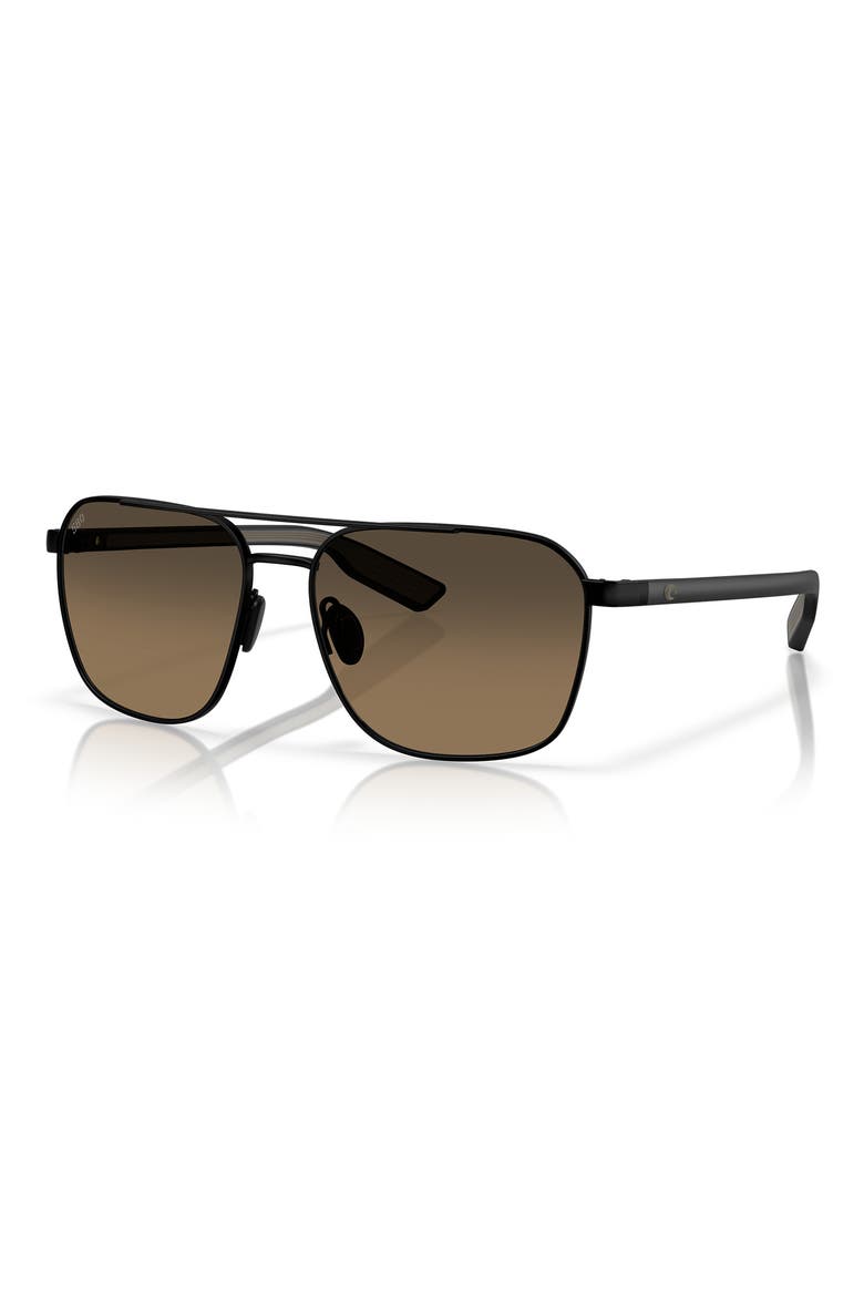 58mm Wader Gradient Polarized Rectangular Sunglasses, Alternate, color, SATIN BLACK / COPPER